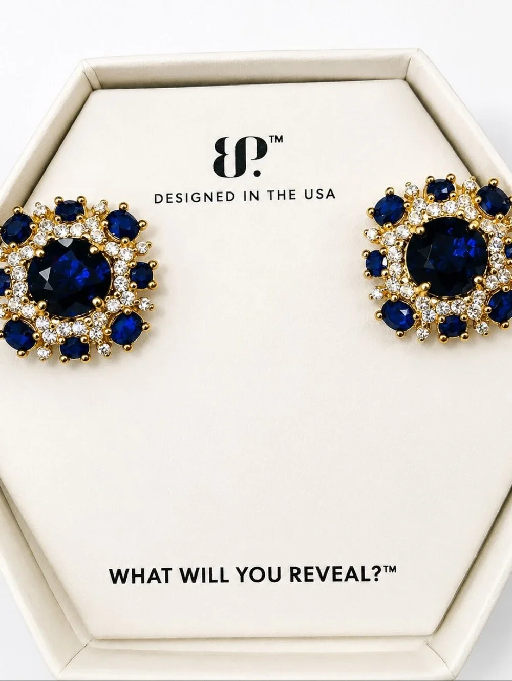 NWT September 2024 BP Lab-Created Sapphire Rose Gold Plated Stud Earrings .75